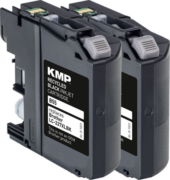 KMP Tinte B55D (schwarz) DOUBLEPACK ersetzt Brother LC-227XLBK