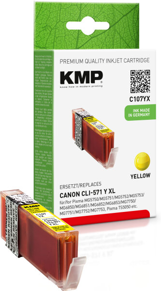 KMP Tinte C107YX (yellow) ersetzt Canon CLI-571Y XL