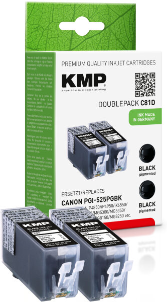 KMP Tinte C81D (schwarz) DOUBLEPACK ersetzt Canon PGI-525PGBK