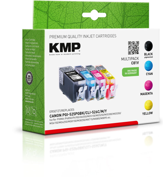 KMP Tinte C81V MULTIPACK ersetzt Canon PGI-525PGBK, CLI-526C/M/Y