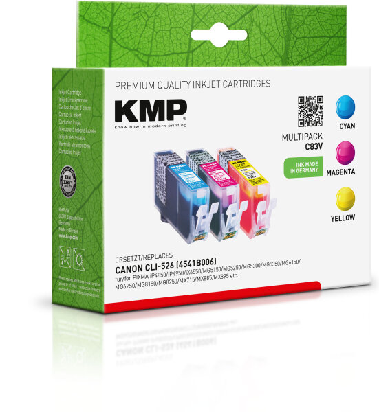 KMP Tinte C83V MULTIPACK ersetzt Canon PGI-526C/M/Y
