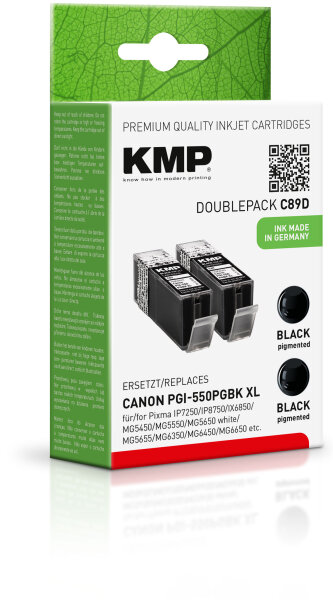 KMP Tinte C89D (schwarz) DOUBLEPACK ersetzt Canon PGI-550PGBK XL