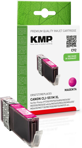 KMP Tintenpatrone C92 (magenta) ersetzt Canon CLI-551M XL