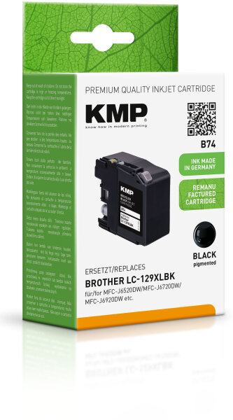 KMP Tinte B74 (schwarz) ersetzt Brother LC-129XLBK
