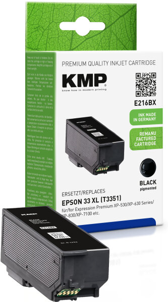 KMP Tinte E216BX (schwarz) ersetzt Epson 33XL (T3351 - Orange)