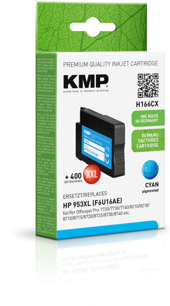 KMP Tinte H166CX (cyan) ersetzt HP 953XL (F6U16AE)