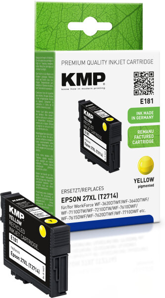 KMP Tinte E181 (yellow) ersetzt Epson 27XL (T2714 - Wecker)