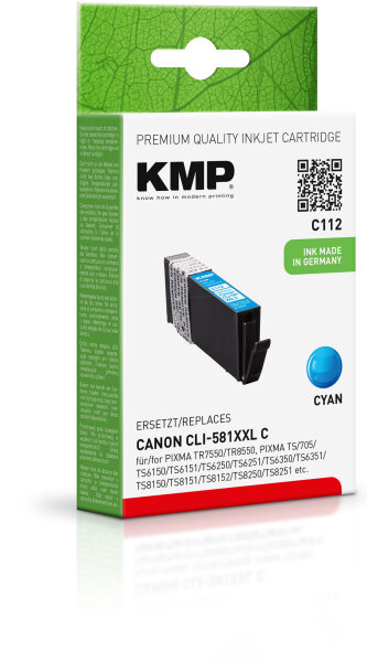 KMP Tinte C112 (cyan) ersetzt Canon CLI-581C XXL