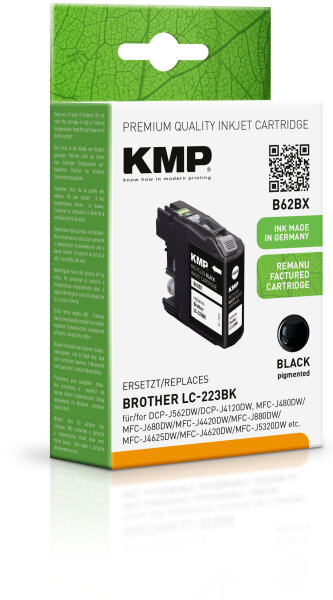 KMP Tinte B62BX (schwarz) ersetzt Brother LC-223BK (alternativ zu B48)