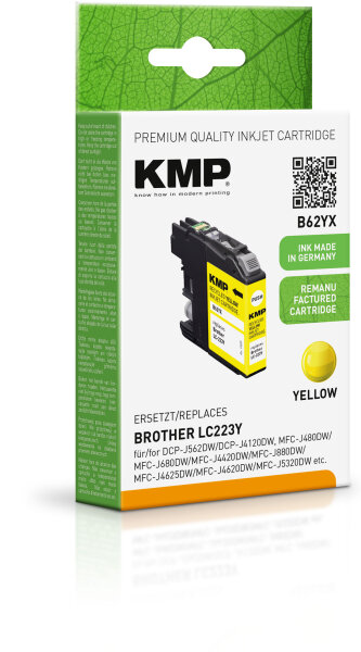 KMP Tinte B62YX (yellow) ersetzt Brother LC-223Y