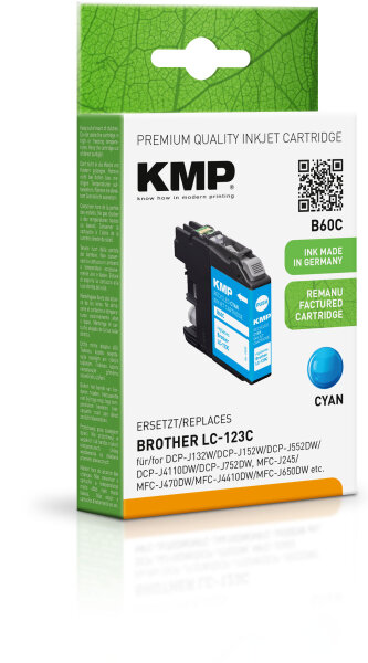 KMP Tinte B60C (cyan) ersetzt Brother LC-123C