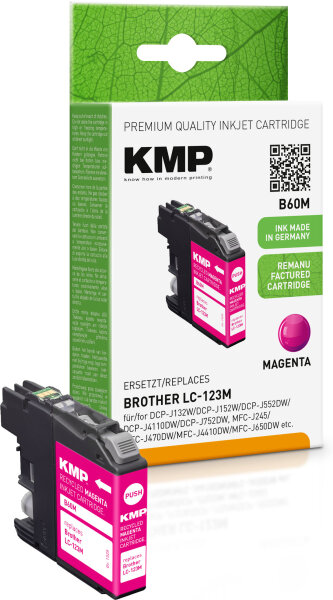 KMP Tinte B60M (magenta) ersetzt Brother LC-123M