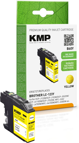KMP Tinte B60Y (yellow) ersetzt Brother LC-123Y