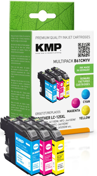 KMP Tinte B61V MULTIPACK ersetzt Brother LC-125XLRBWBP