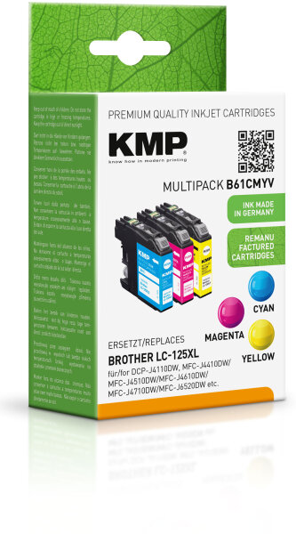 KMP Tinte B61V MULTIPACK ersetzt Brother LC-125XLRBWBP