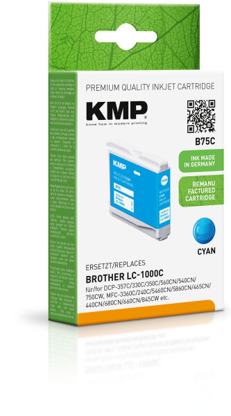 KMP Tinte B75C (cyan) ersetzt Brother LC1000C