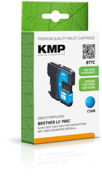 KMP Tinte B77C (cyan) ersetzt Brother LC980C