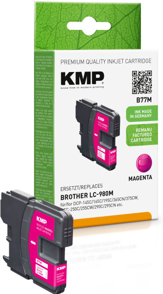 KMP Tinte B77M (magenta) ersetzt Brother LC980M