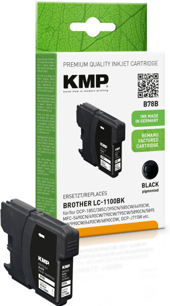 KMP Tinte B78B (schwarz) ersetzt Brother LC1100BK