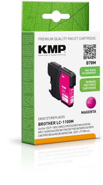 KMP Tinte B78M (magenta) ersetzt Brother LC1100M