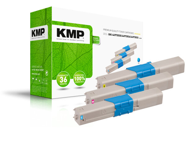 KMP Toner O-T37V MULTIPACK ersetzt OKI 44973535, 44973534, 44973533