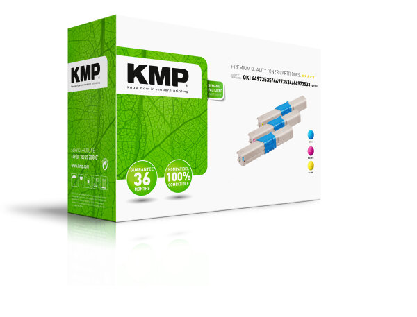KMP Toner O-T37V MULTIPACK ersetzt OKI 44973535, 44973534, 44973533