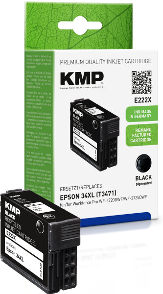 KMP Tinte E222X (schwarz) ersetzt Epson 34XL (T3471 - Golfball)