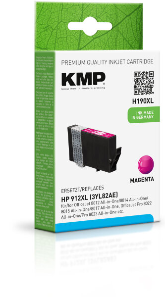 KMP Tinte H190X (magenta) ersetzt HP 912XL (3YL82AE)