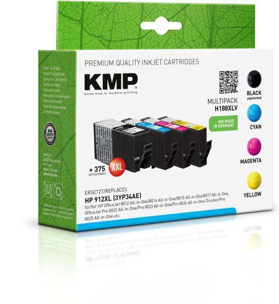 KMP Tinte H188XV MULTIPACK ersetzt HP 912XL (3YP34AE)