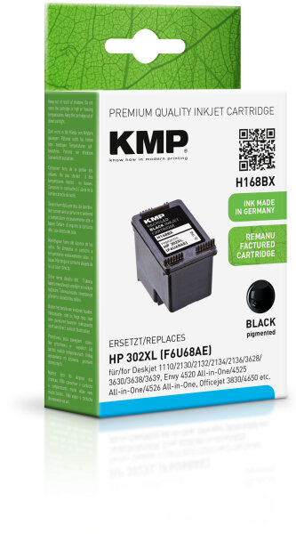 KMP Tinte H168BX (schwarz) ersetzt HP 302XL (F6U68A)