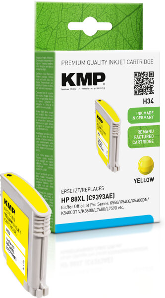 KMP Tintenpatrone H34 (yellow) ersetzt HP 88XL (C9393AE)