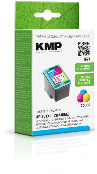 KMP Tinte H43 (color) ersetzt HP 351XL (CB338EE)