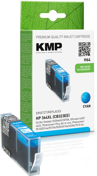 KMP Tinte H64 (cyan) ersetzt HP 364XL (CB323EE)