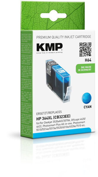 KMP Tinte H64 (cyan) ersetzt HP 364XL (CB323EE)