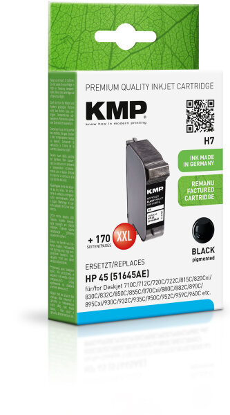 KMP Tinte H7 (schwarz) ersetzt HP 45 (hohe Kapazität)